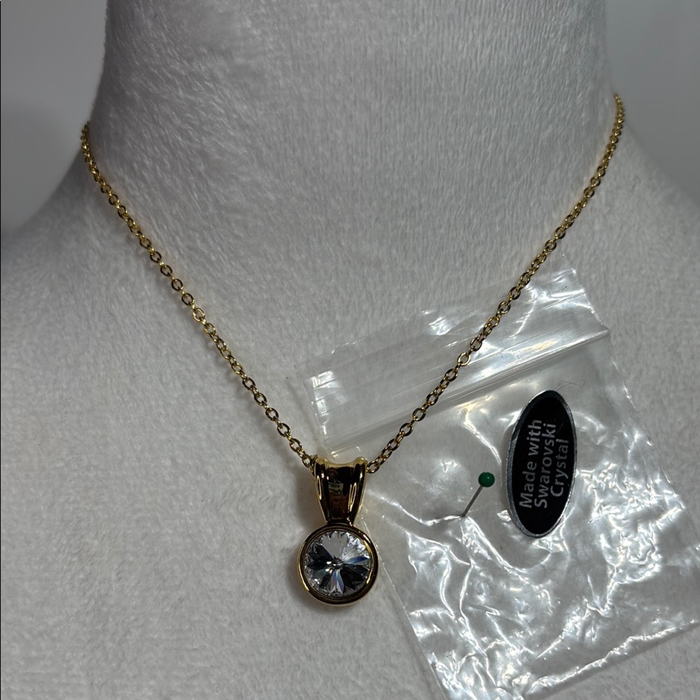 Swarovski crystal necklace with gold tone chain